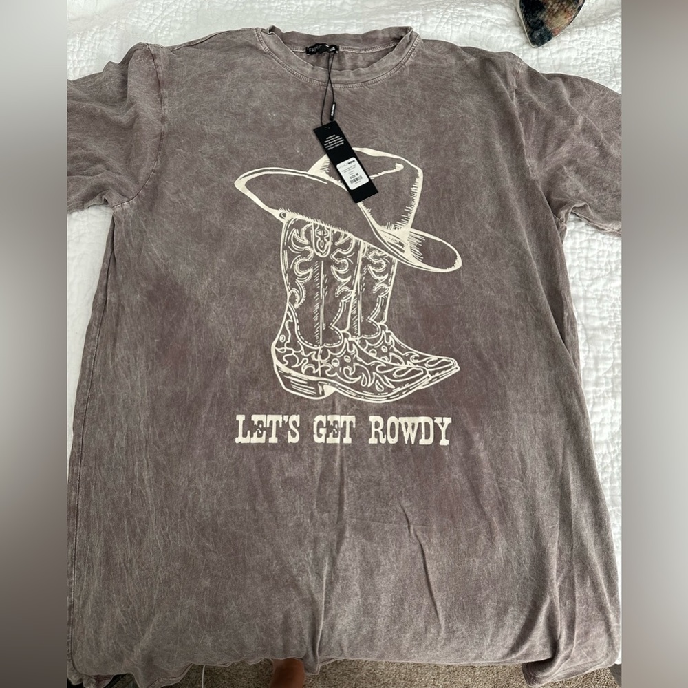 Let’s Get Rowdy Mini Tee Shirt Dress *Country*